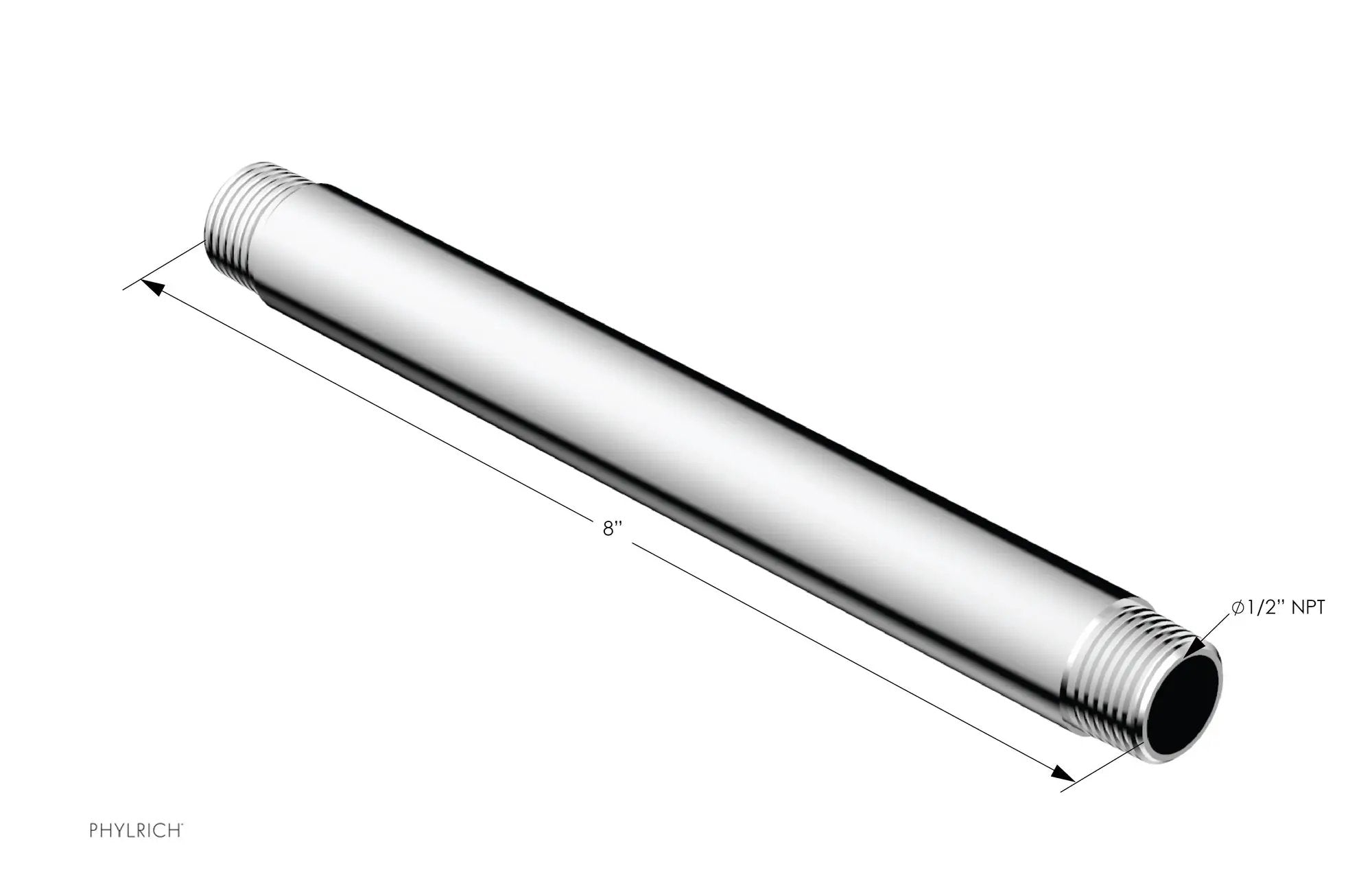 polished chrome shower arm