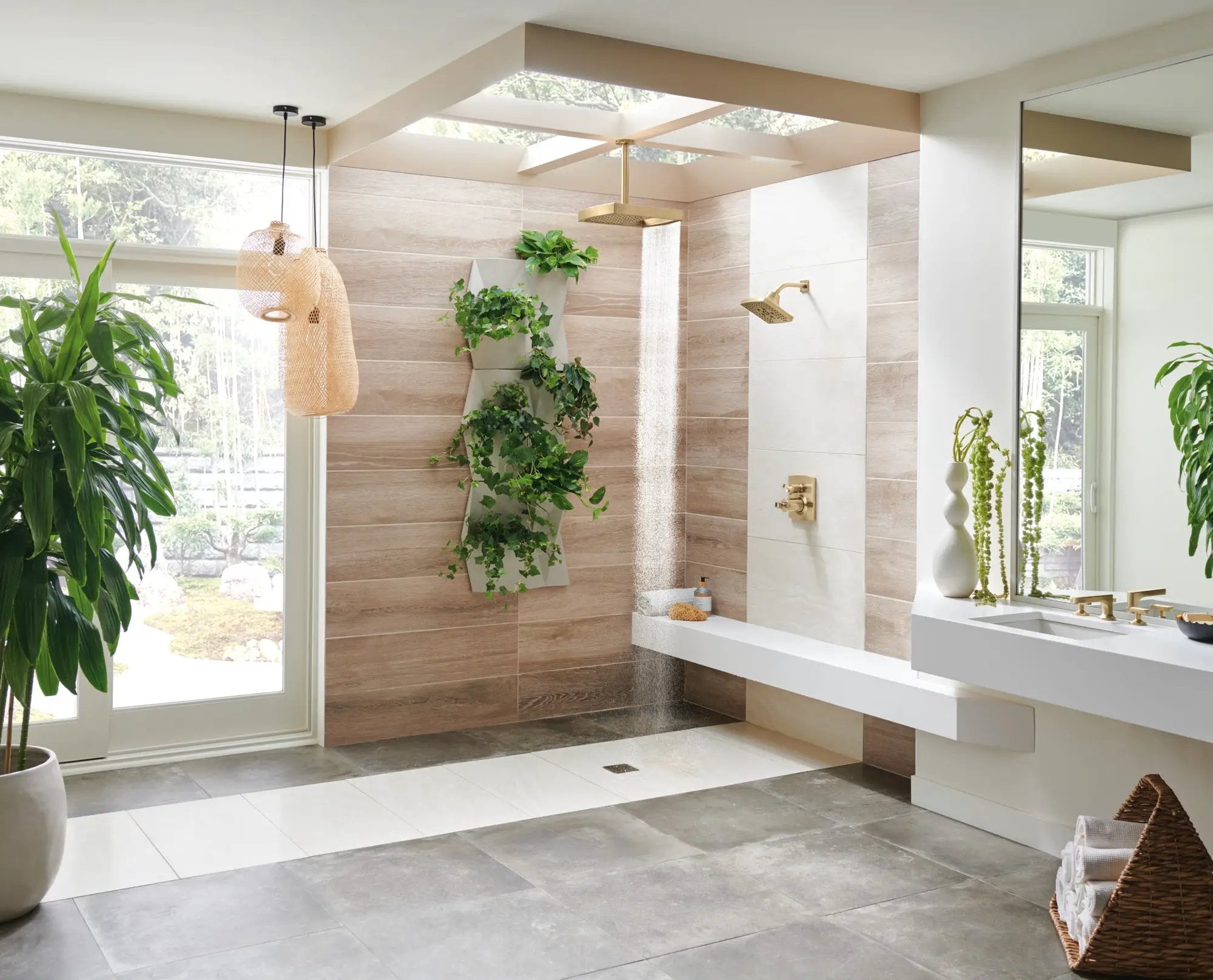 luxe gold shower arm and flange