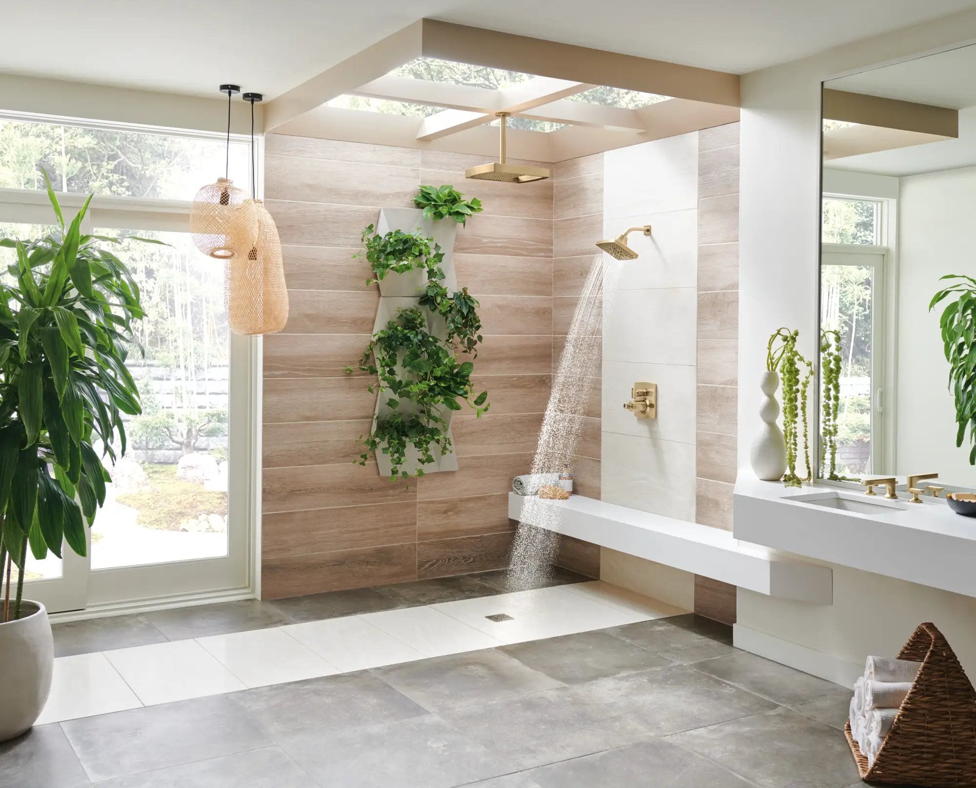 luxe gold shower arm and flange