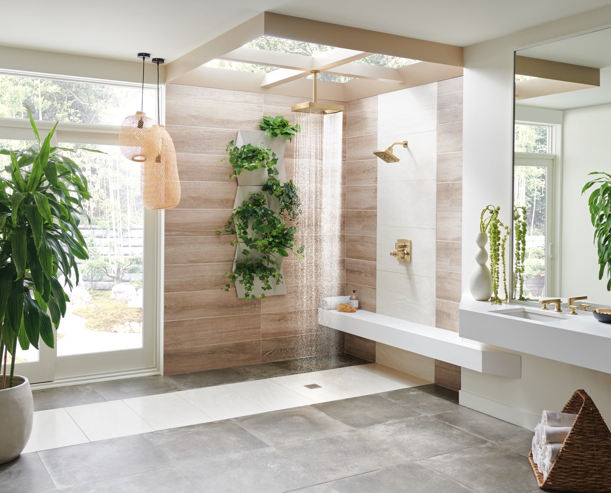 luxe gold shower arm and flange