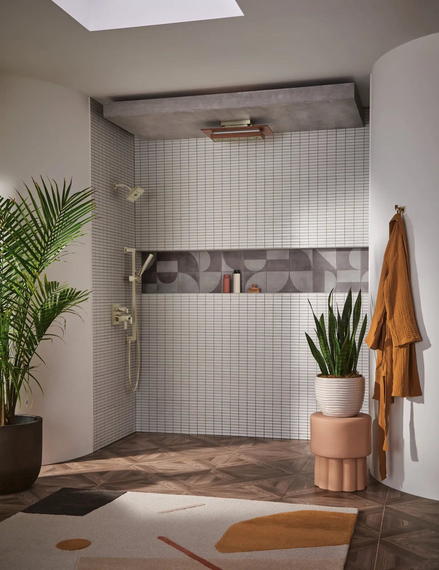 polished nickel wood shower head