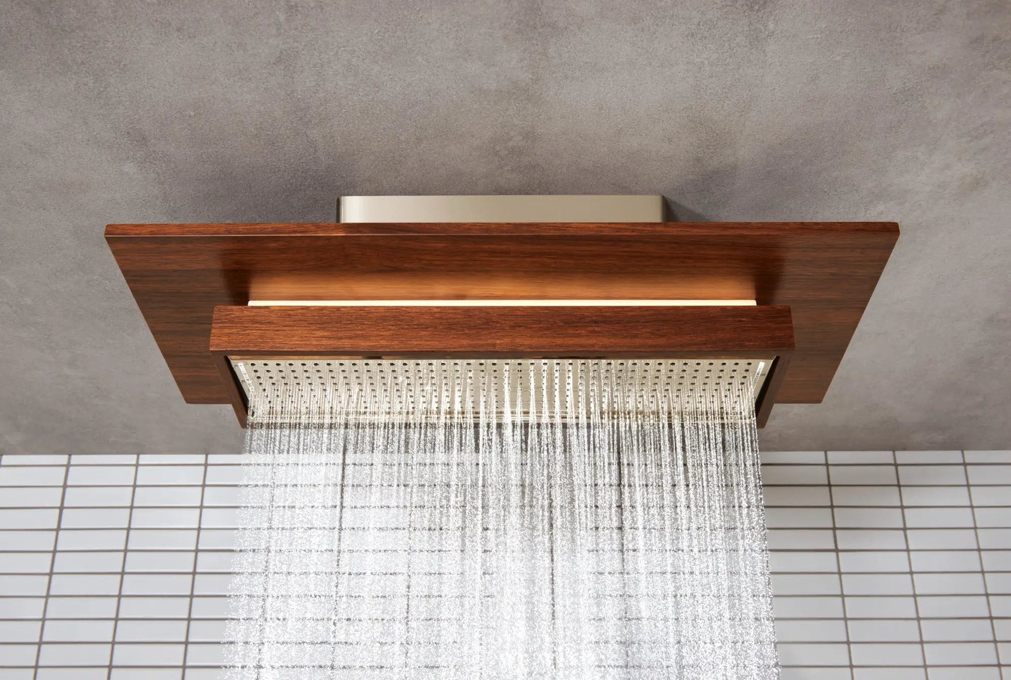 polished nickel wood shower head