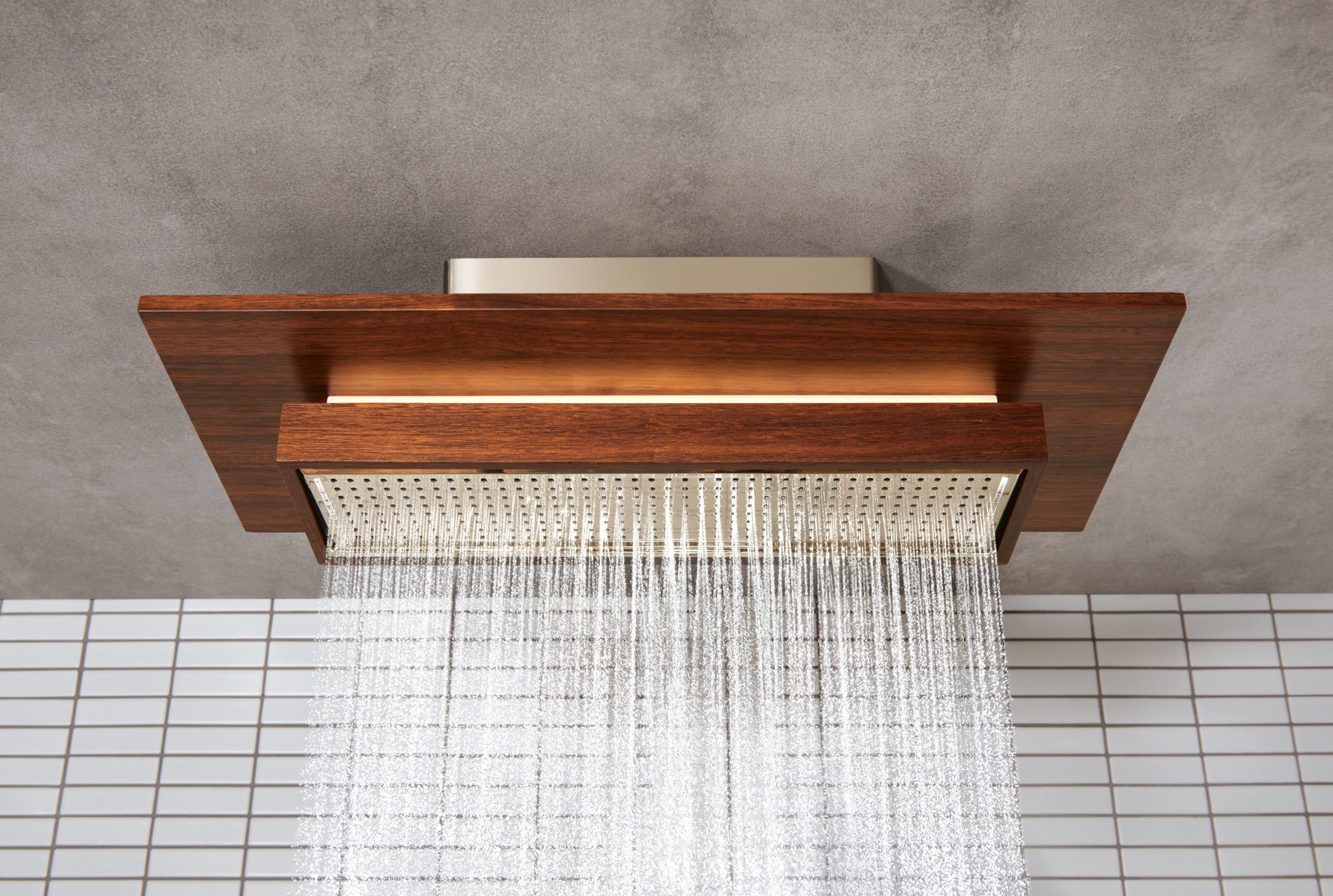 polished nickel wood shower head