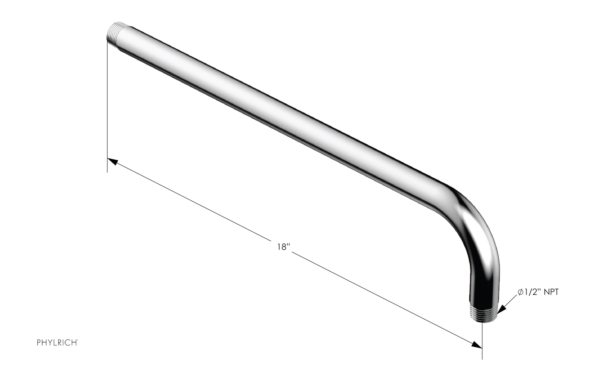 polished chrome shower arm