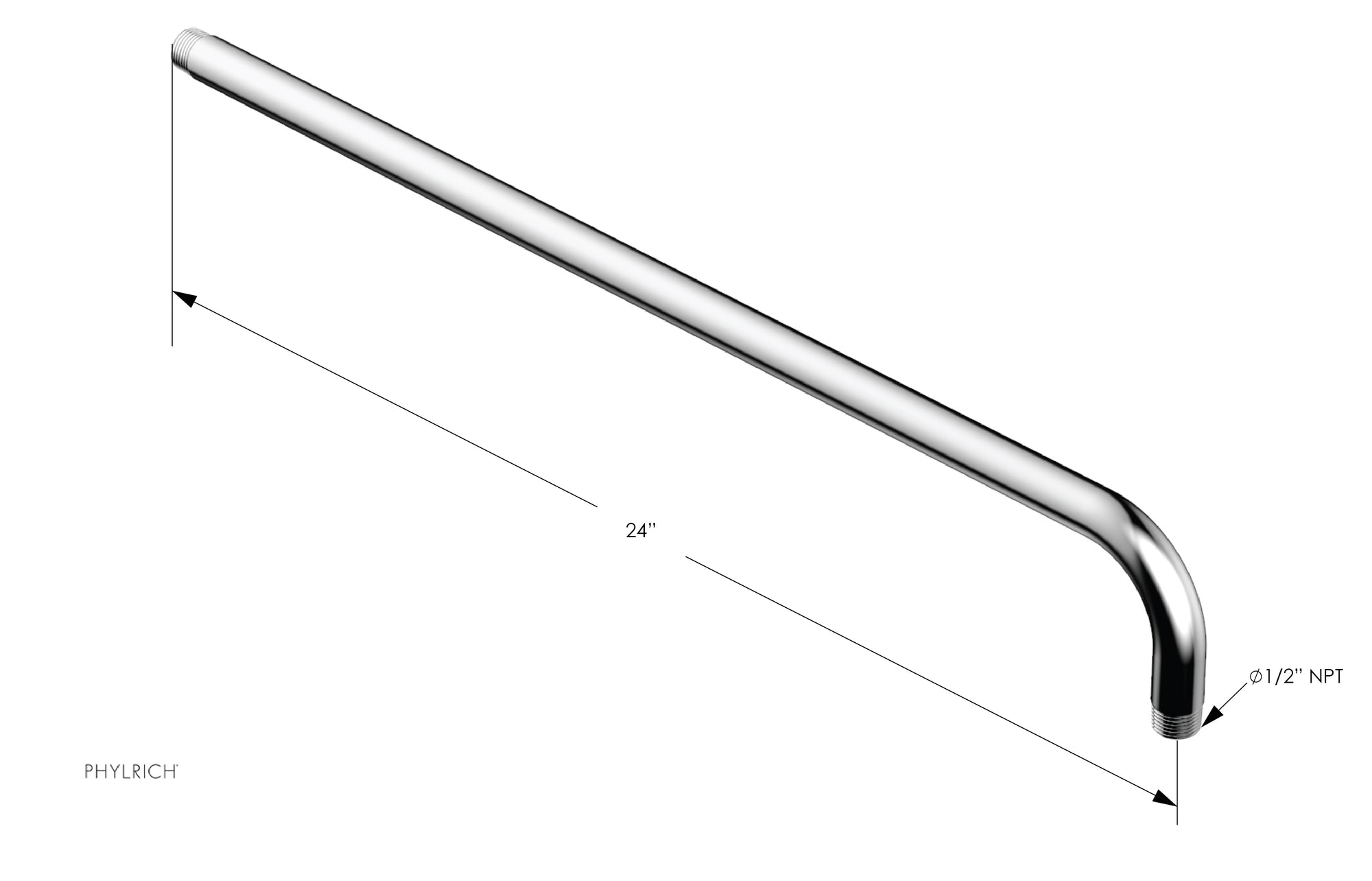 polished chrome shower arm