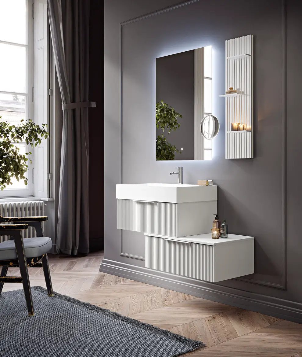 white matte vanity