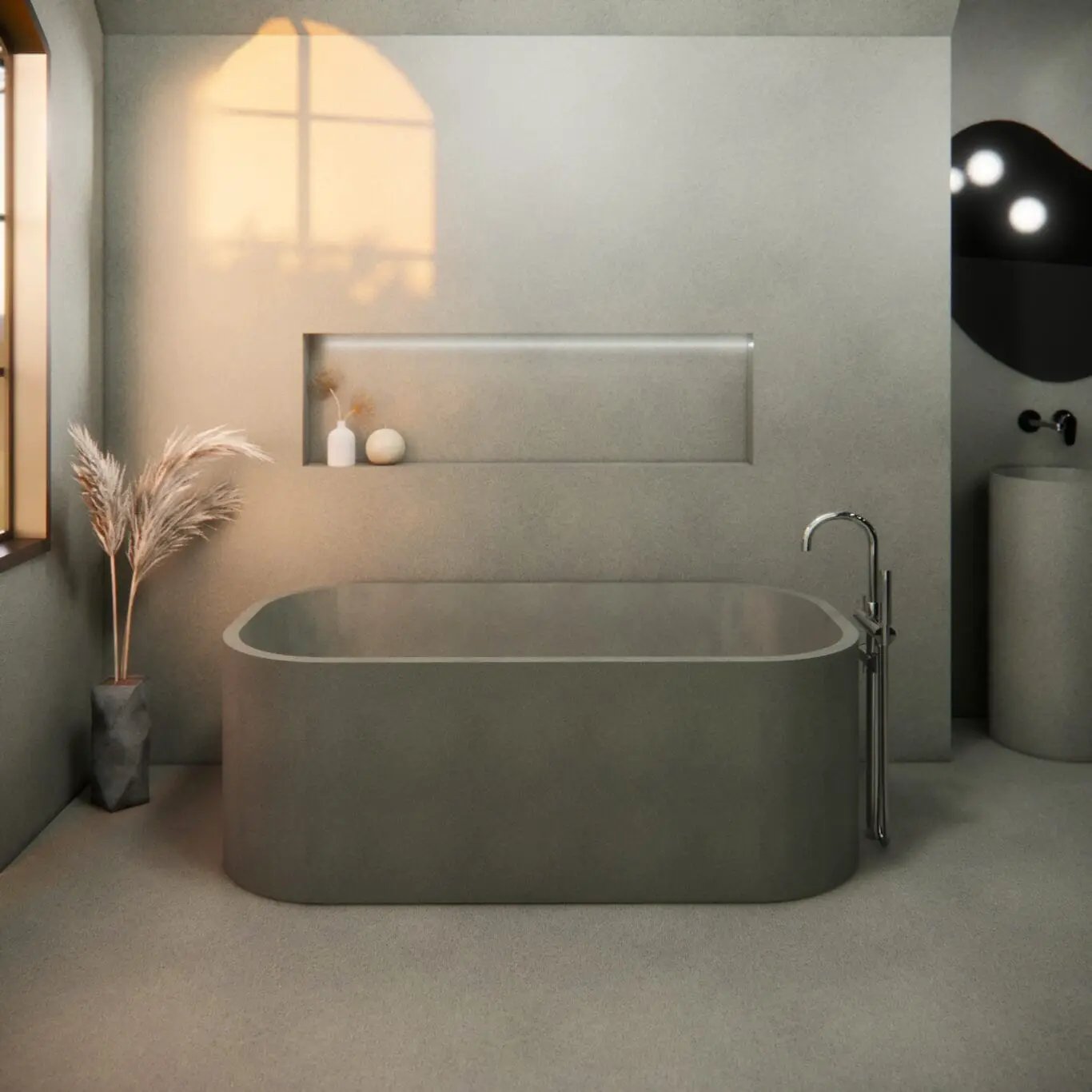 Balux Tofino Concrete Freestanding Bathtub by Balux