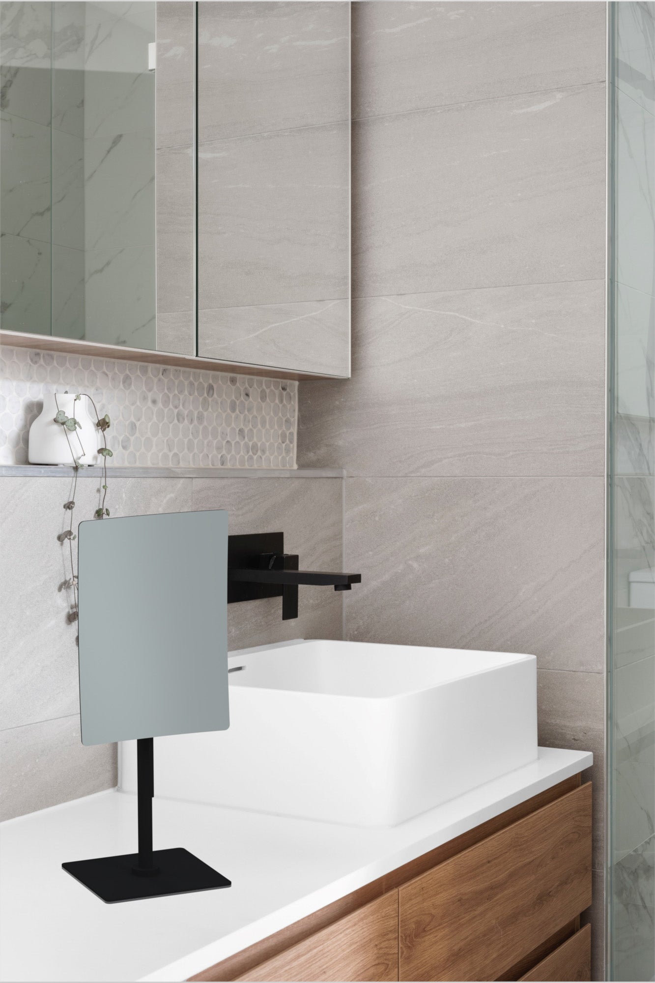 matte black makeup mirror