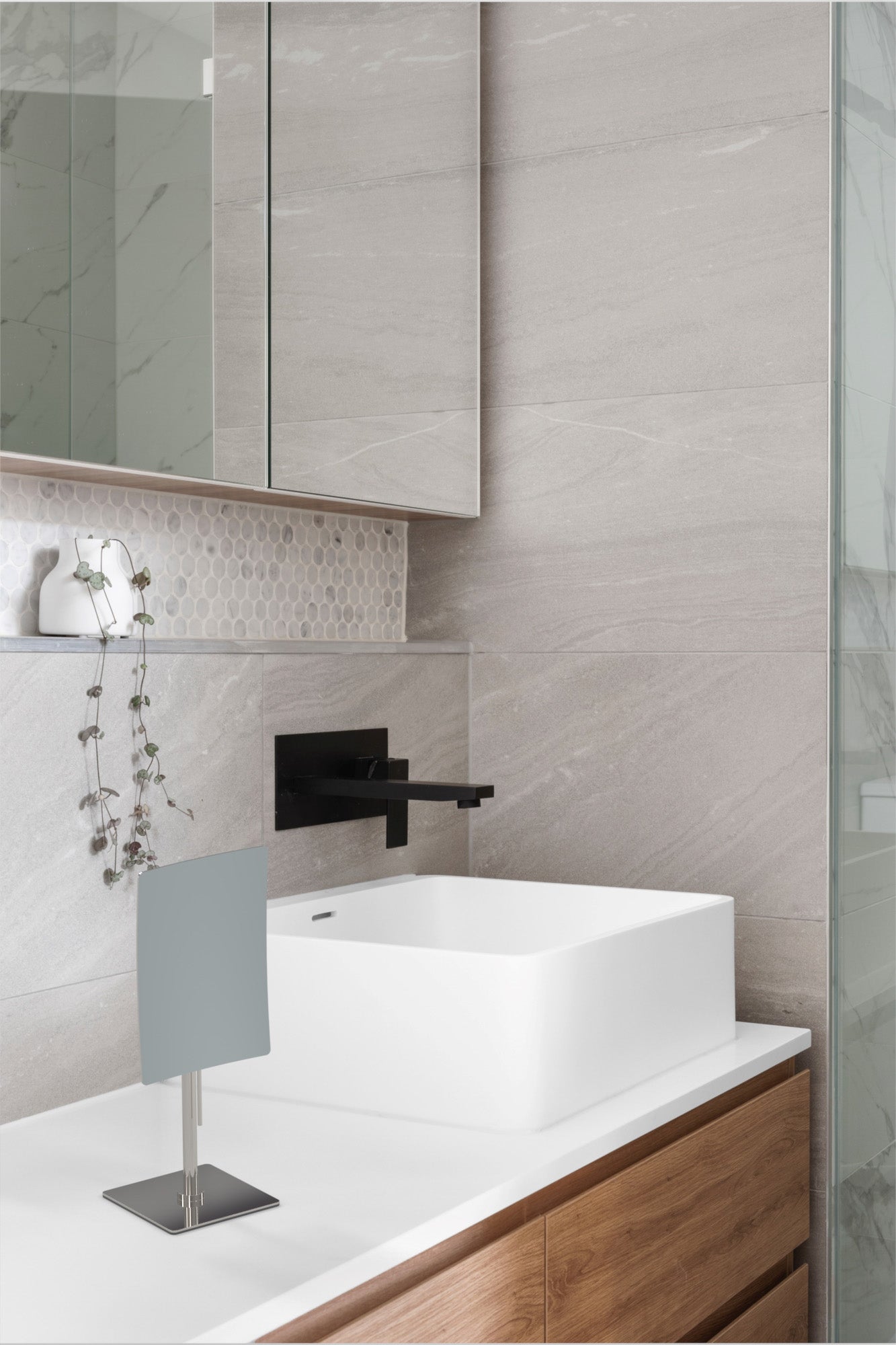 polished nickel makeup mirror