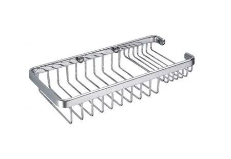 polished chrome wire basket with soap holder