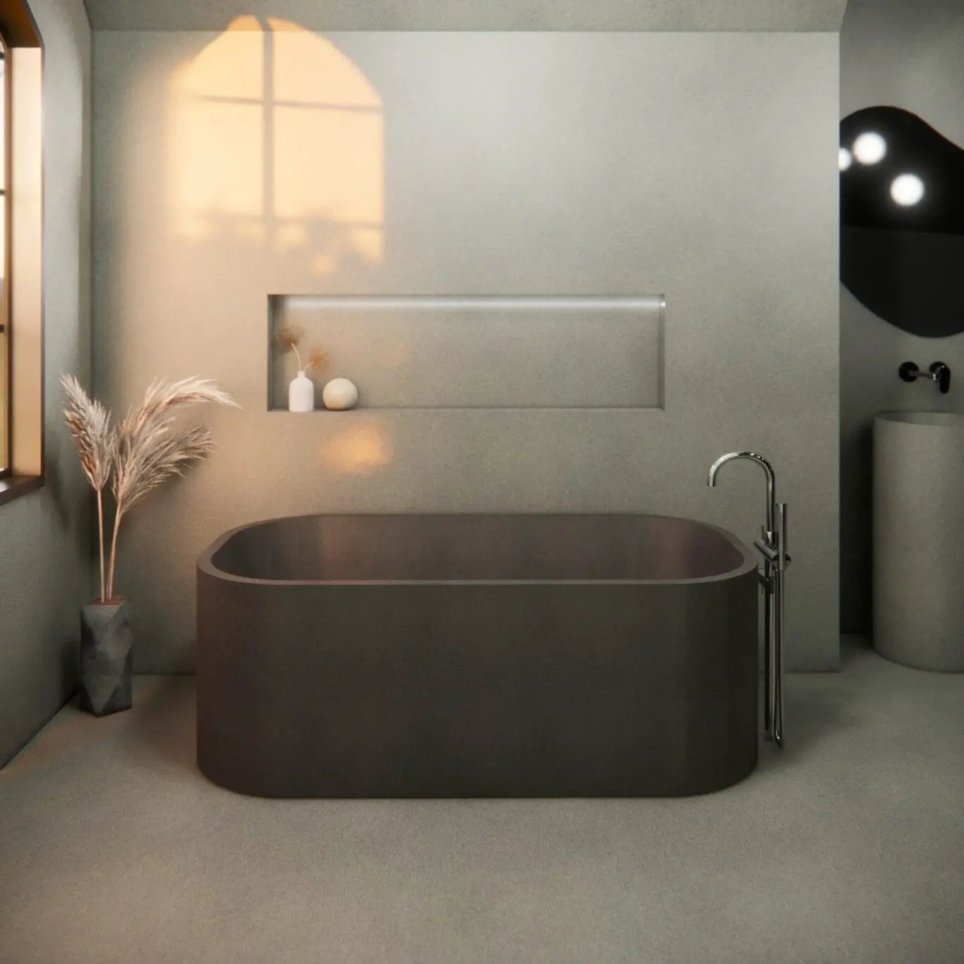 Balux Tofino Concrete Freestanding Bathtub by Balux