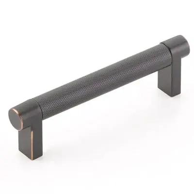 Emtek Select 4" CC Rectangular Stem and Knurled Bar Cabinet Pull by Emtek