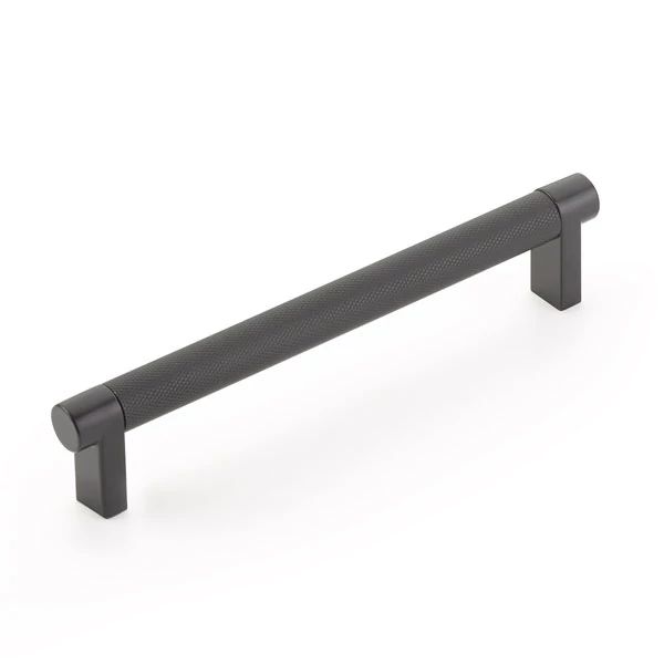 Emtek Select 6" CC Rectangular Stem and Knurled Bar Cabinet Pull