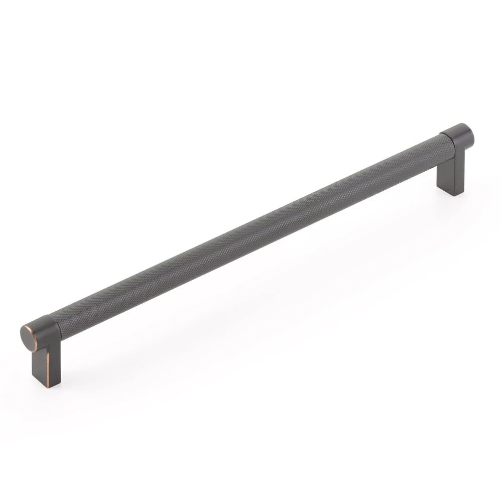 Emtek Select 10" CC Rectangular Stem and Knurled Bar Cabinet Pull