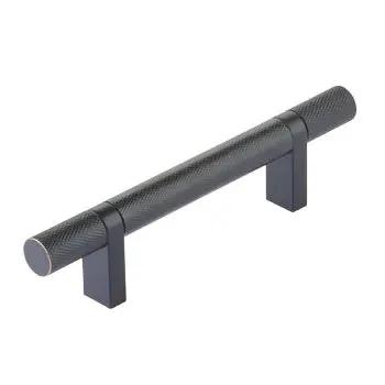 Emtek Select 3.5" CC Rectangular Bar Stem and Knurled Bar Cabinet Pull by Emtek