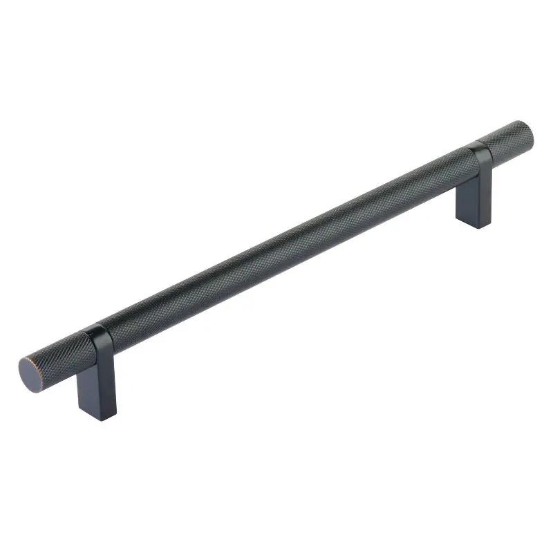Emtek Select 8" CC Rectangular Bar Stem and Knurled Bar Cabinet Pull by Emtek