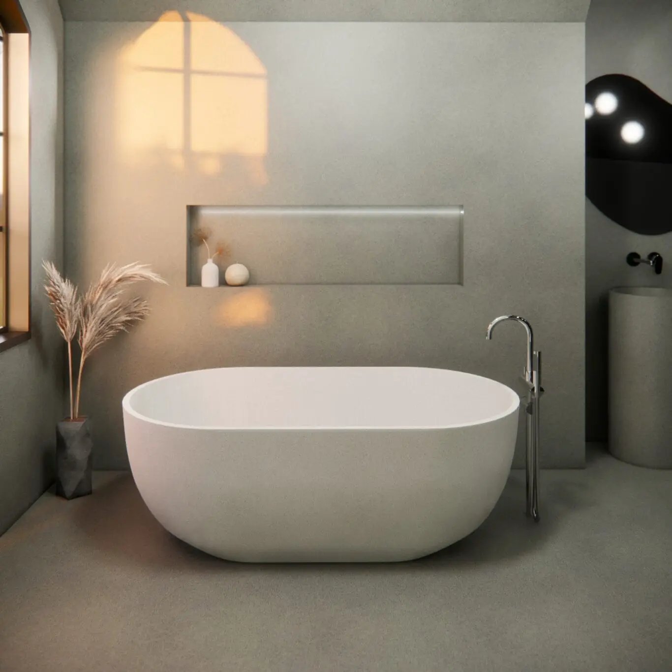 Balux Ola Petite Concrete Freestanding Bathtub by Balux