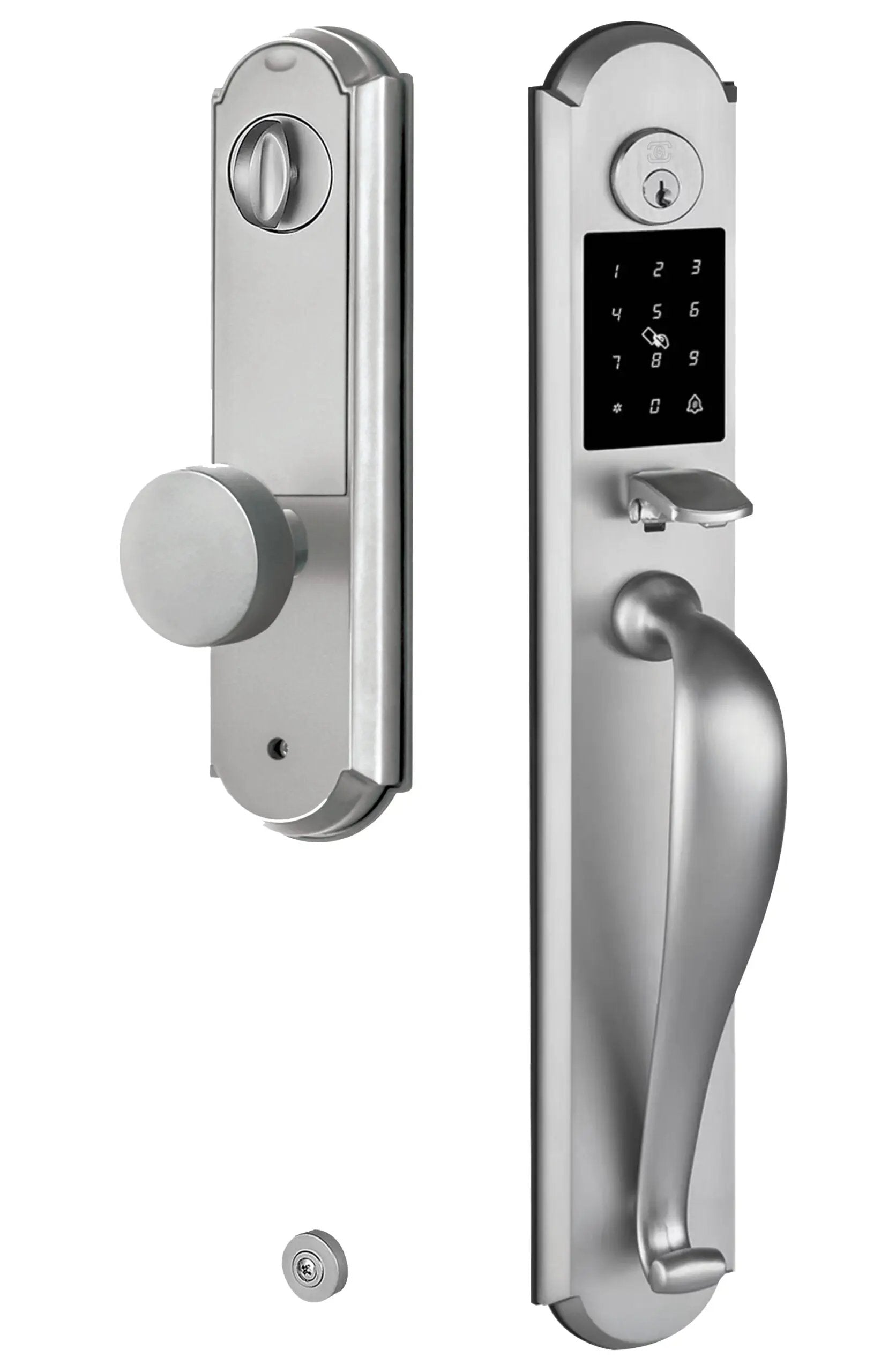 Omnia Arch Electronic Entrance Handleset by Omnia