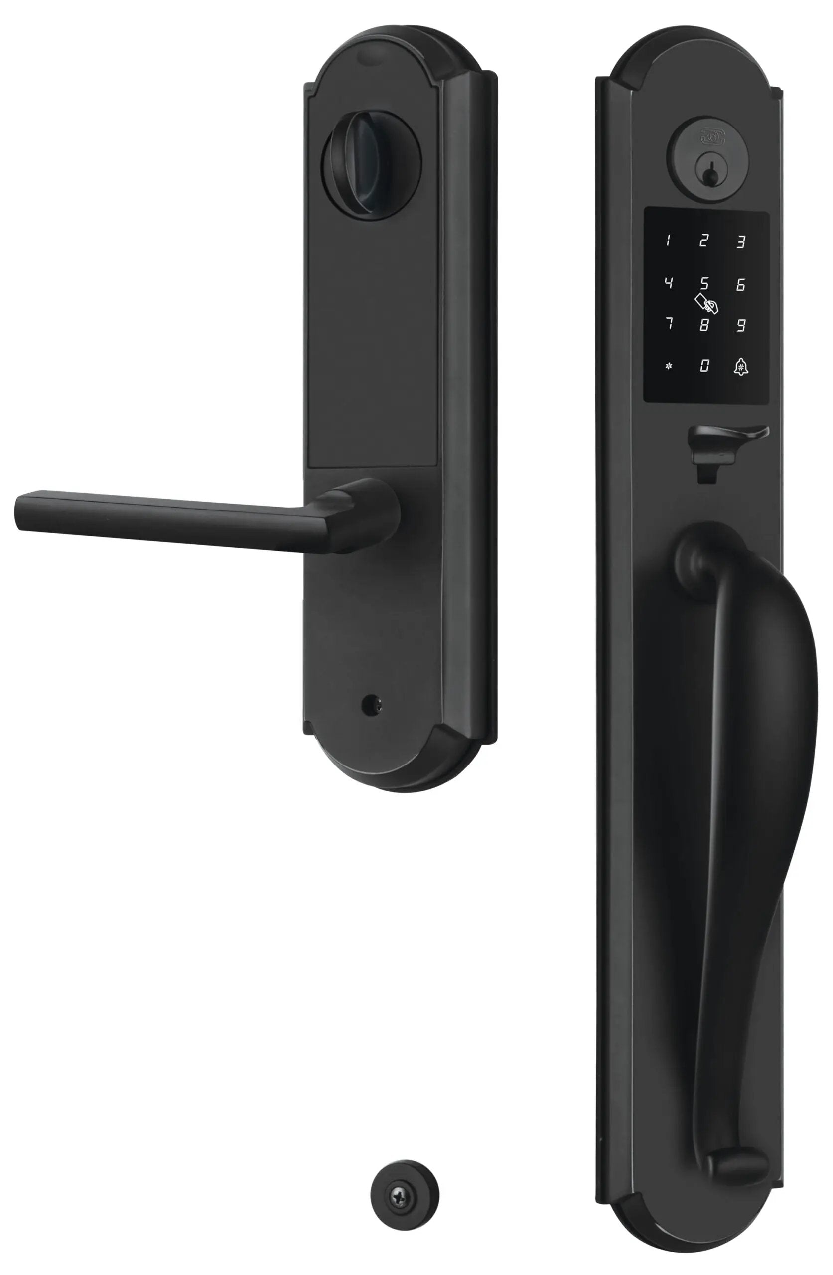Omnia Arch Electronic Entrance Handleset by Omnia