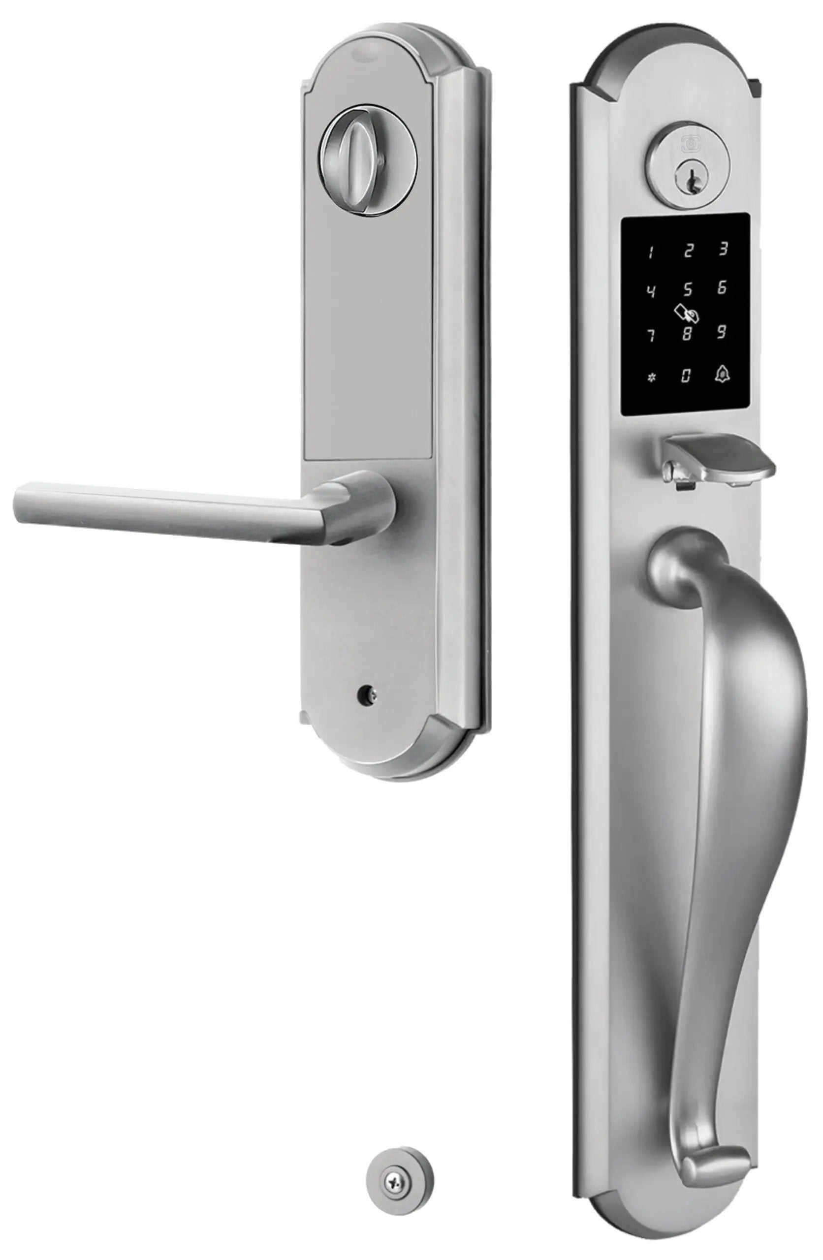 Omnia Arch Electronic Entrance Handleset by Omnia