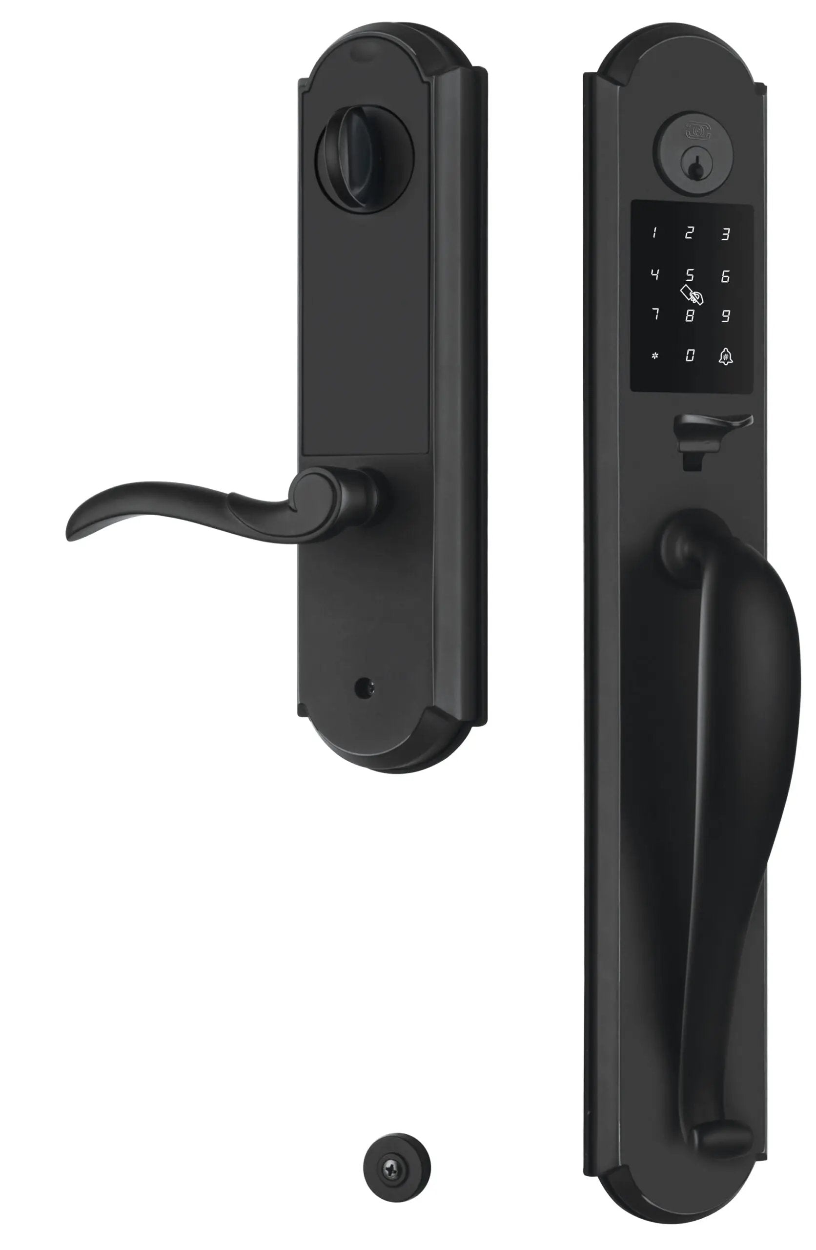 Omnia Arch Electronic Entrance Handleset by Omnia