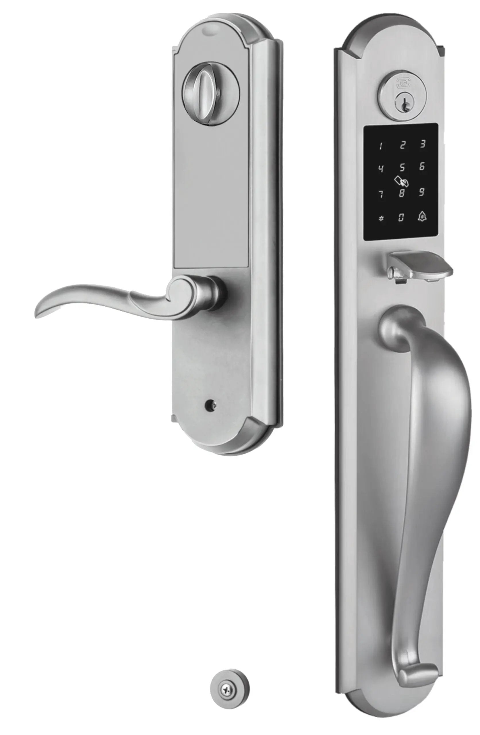 Omnia Arch Electronic Entrance Handleset by Omnia