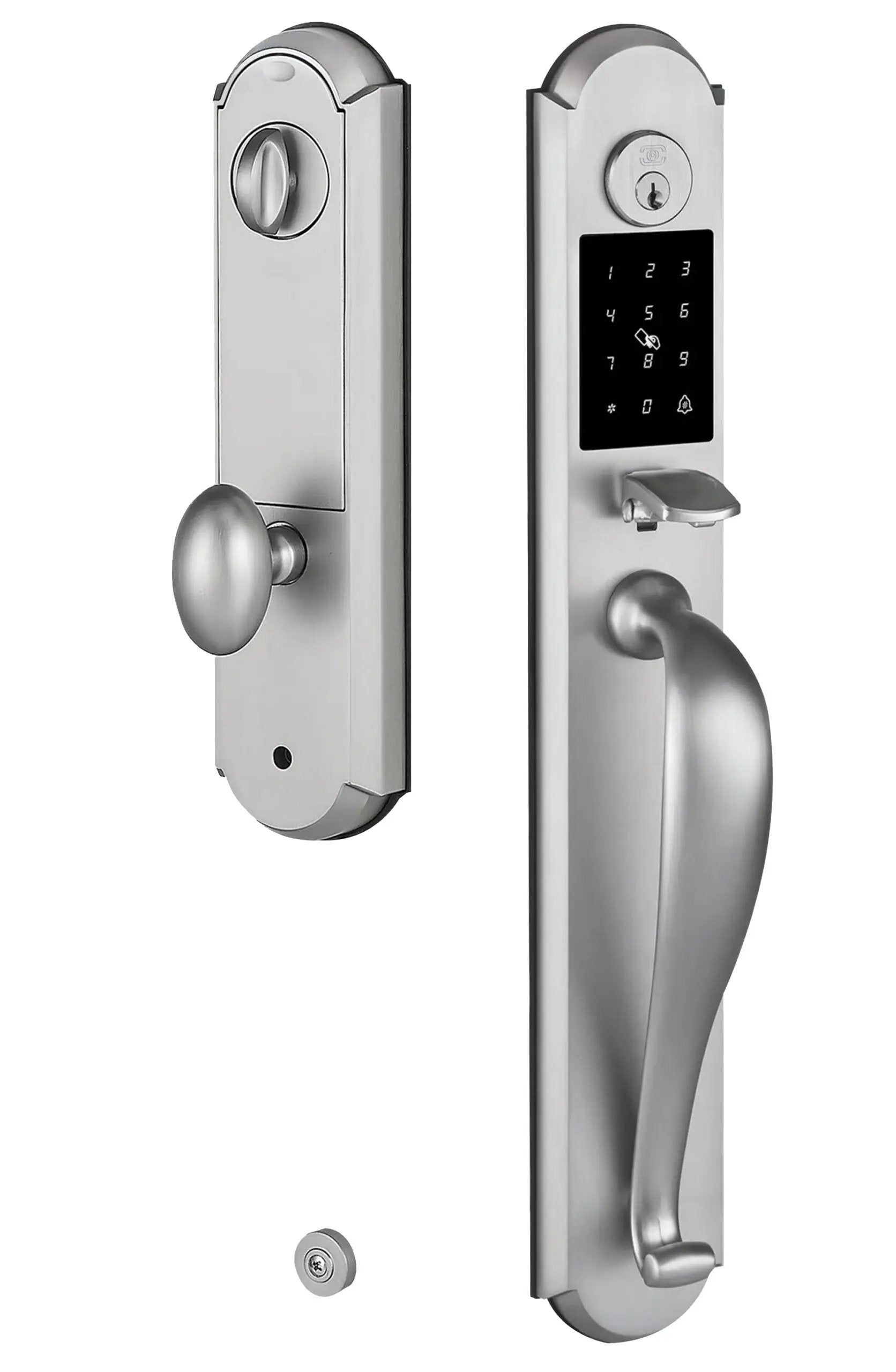 Omnia Arch Electronic Entrance Handleset by Omnia