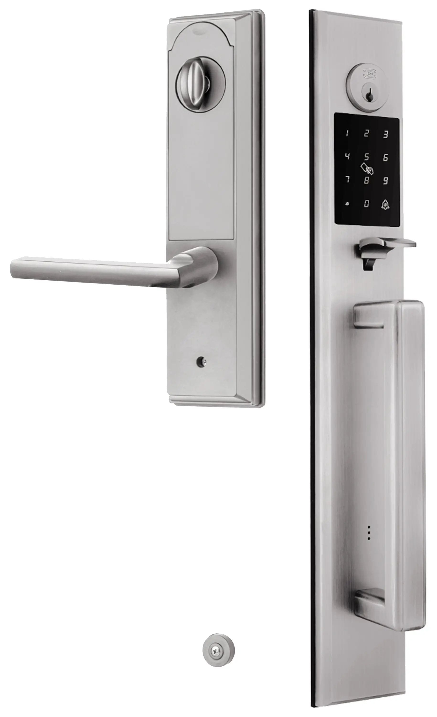 Omnia Rectangular Full Grip Electronic Entrance Handleset by Omnia