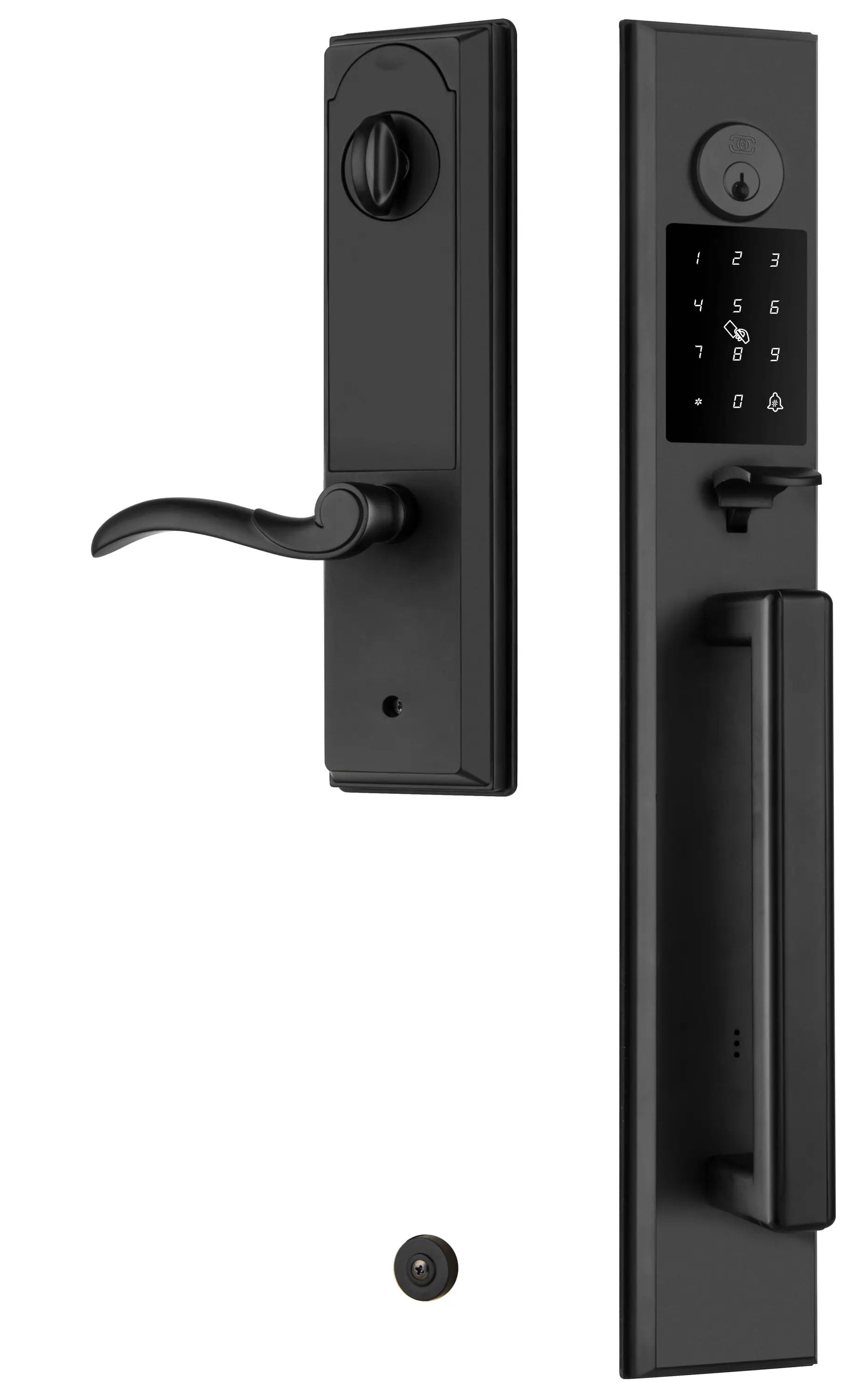 Omnia Rectangular Full Grip Electronic Entrance Handleset by Omnia