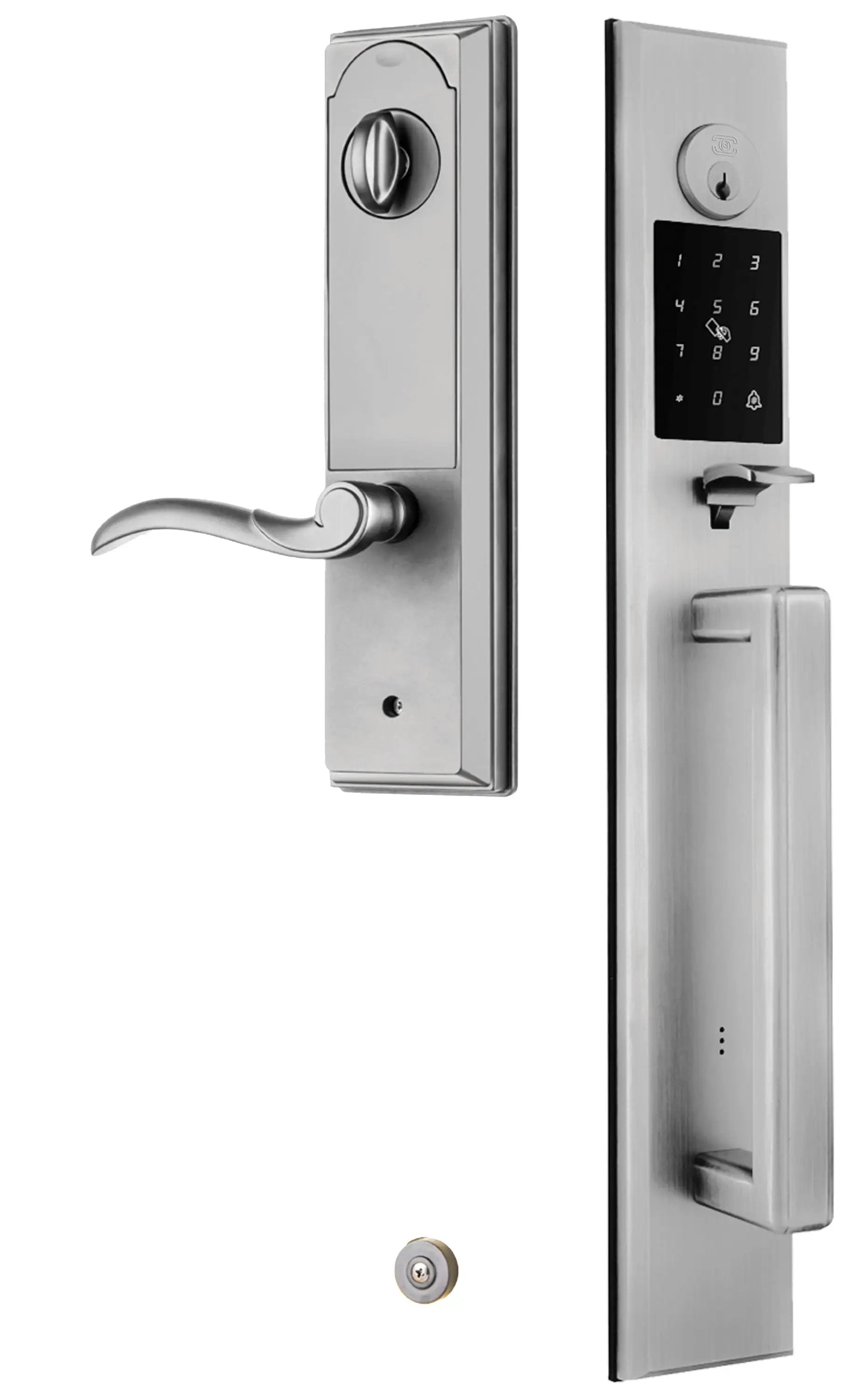 Omnia Rectangular Full Grip Electronic Entrance Handleset by Omnia