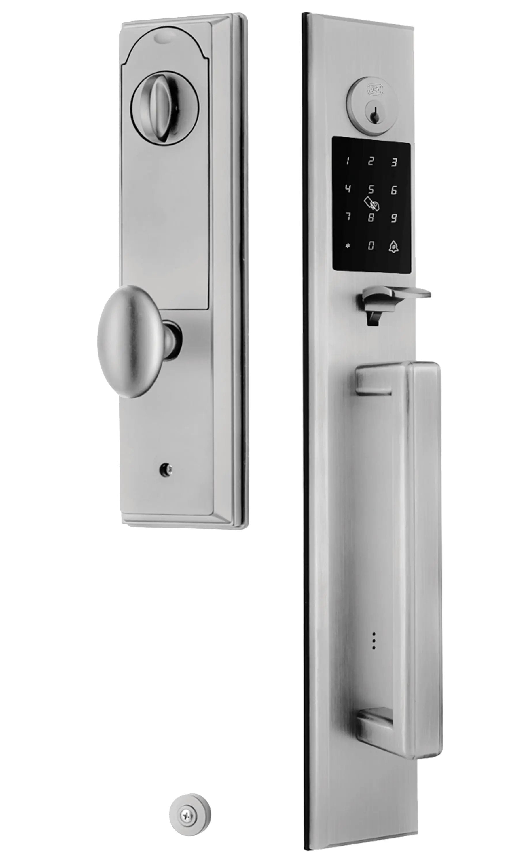 Omnia Rectangular Full Grip Electronic Entrance Handleset by Omnia