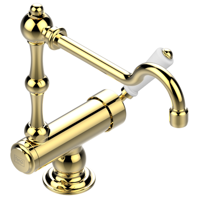 THG Paris 1900 Kitchen Single Hole Kitchen Faucet with Movable Spout For Window Opening by THG Paris