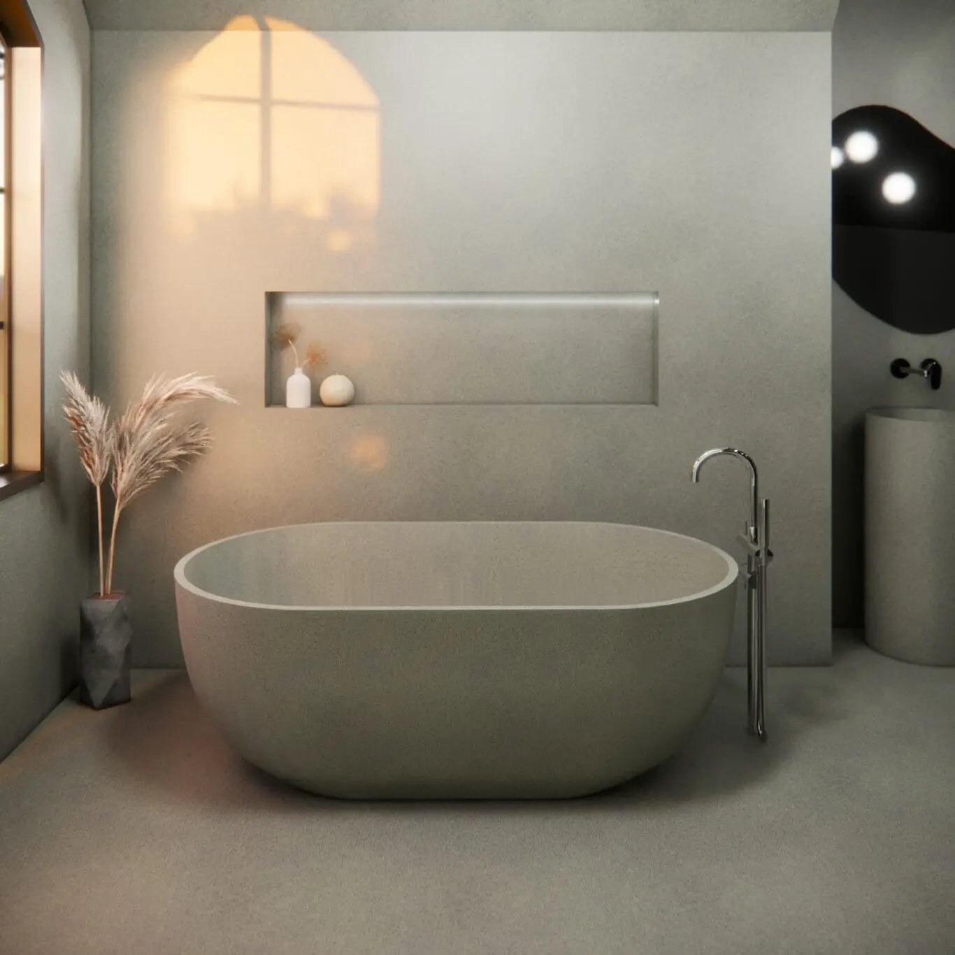 Balux Ola Petite Concrete Freestanding Bathtub by Balux