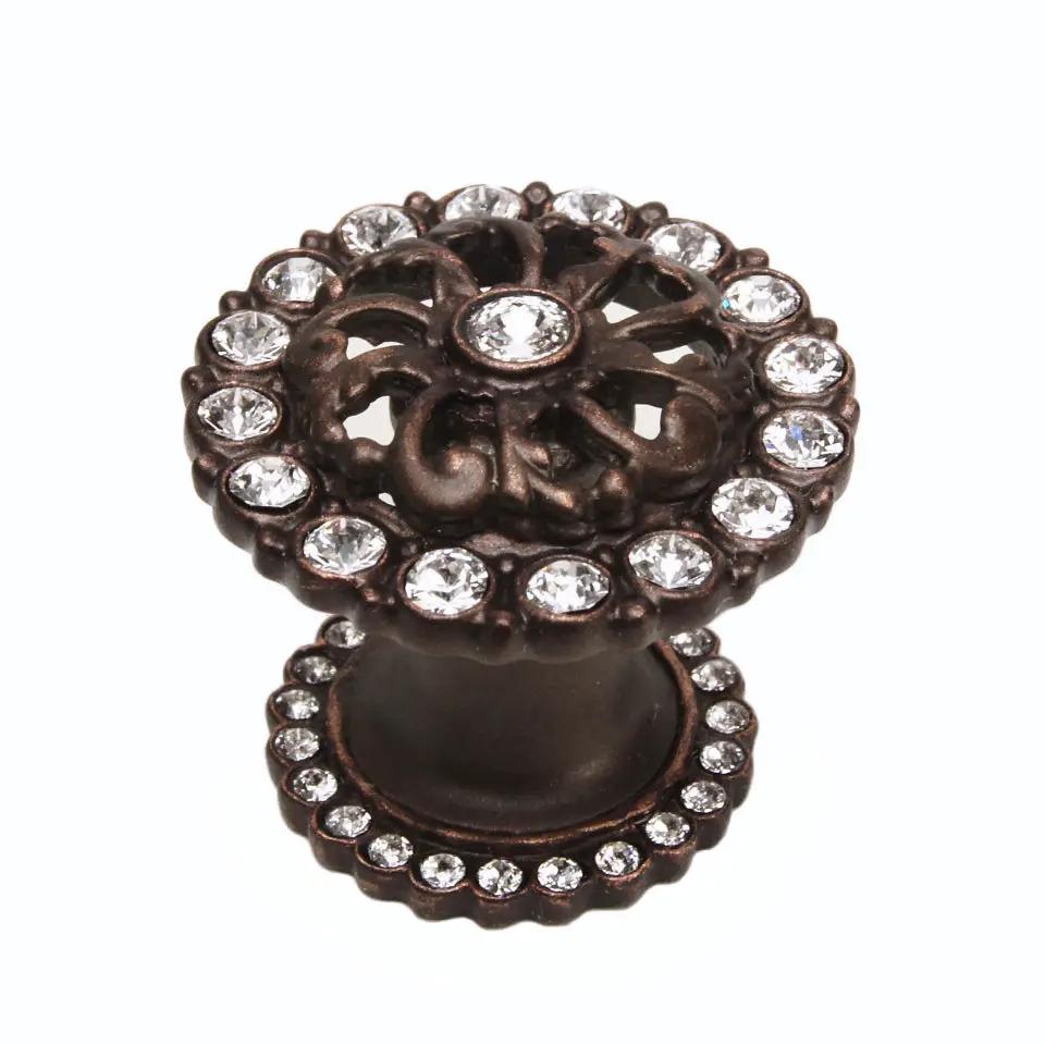 Carpe Diem Caché Iv Medium Round Knob with Halo Platform - Decorated with Swarovski Crystals by Carpe Diem