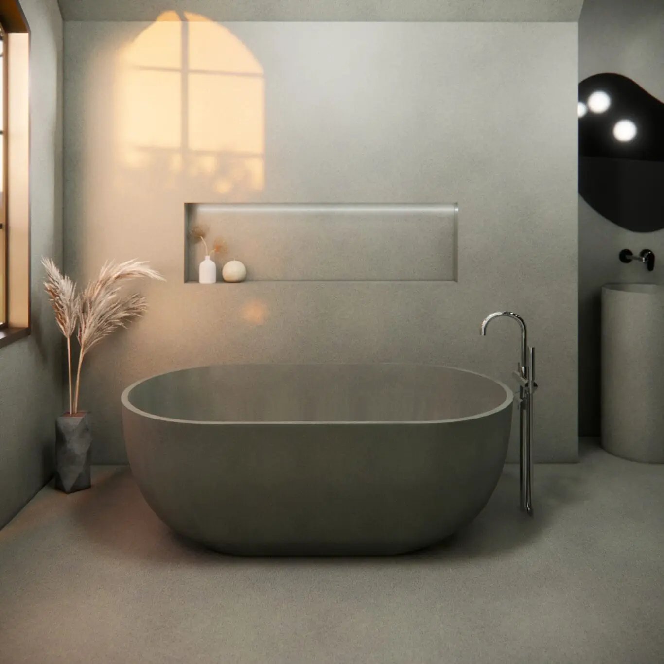 Balux Ola 62 Oval Concrete Freestanding Bathtub by Balux