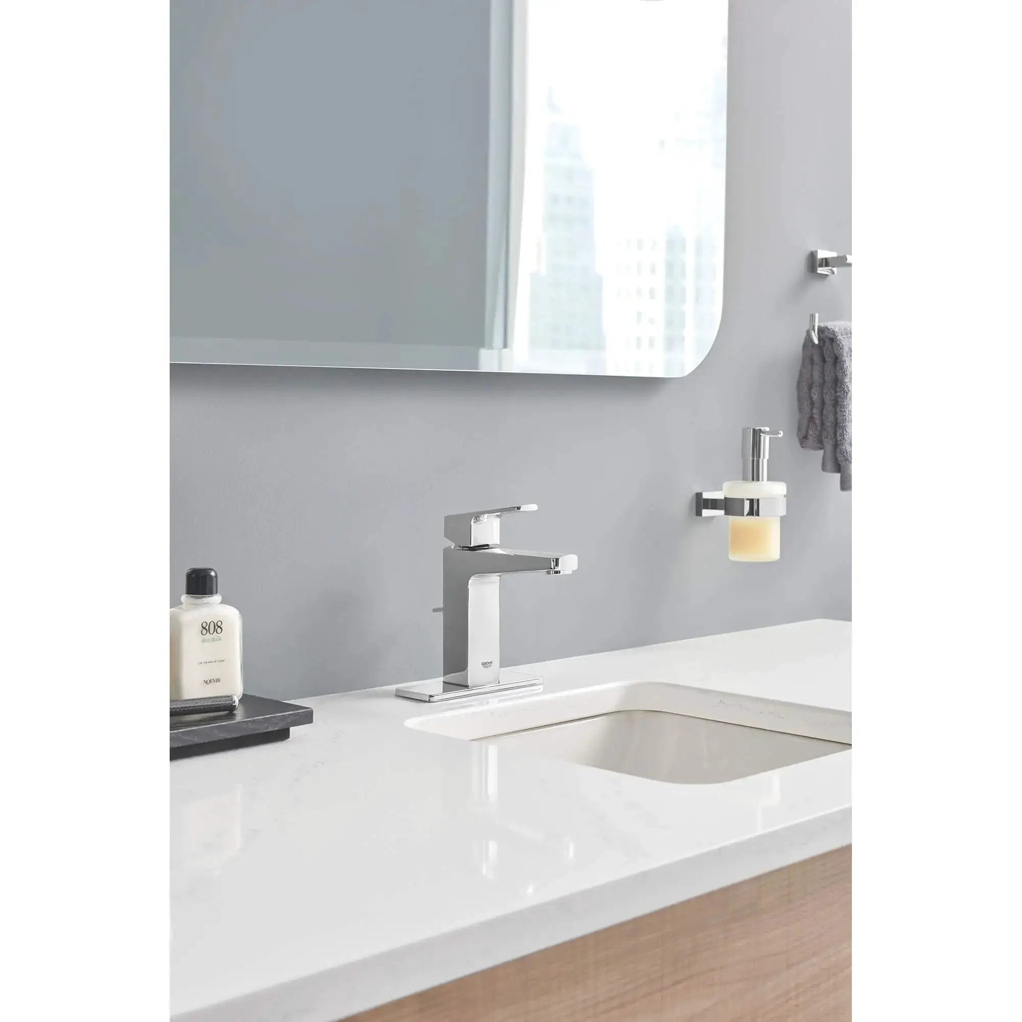 chrome bathroom faucet