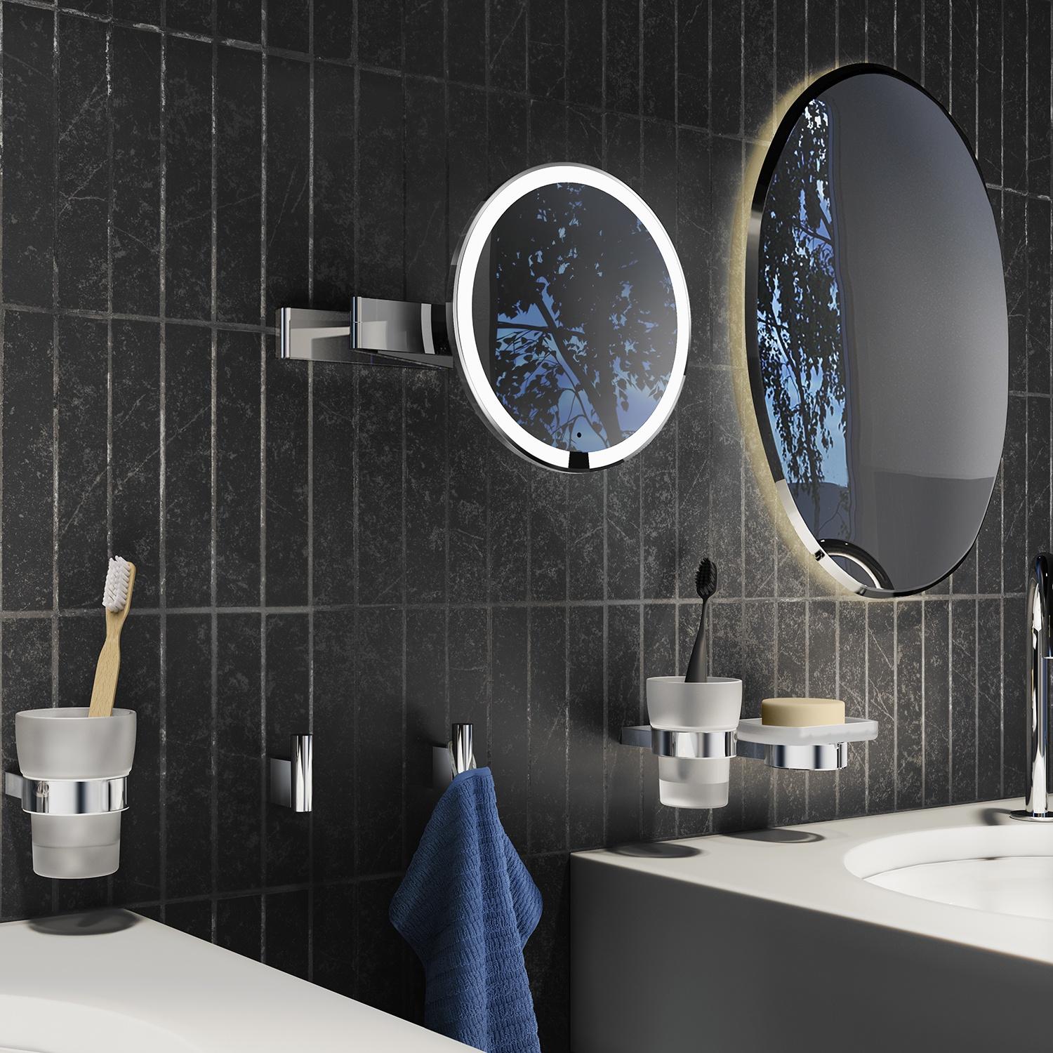 polished chrome make-up mirror