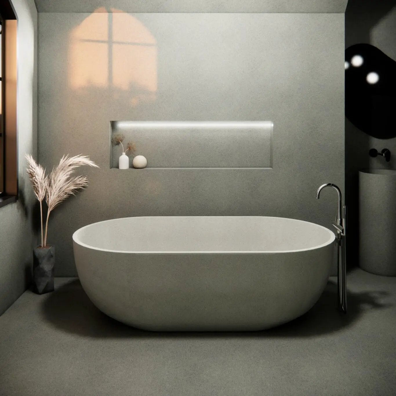Balux Ola 72 Oval Concrete Freestanding Bathtub by Balux