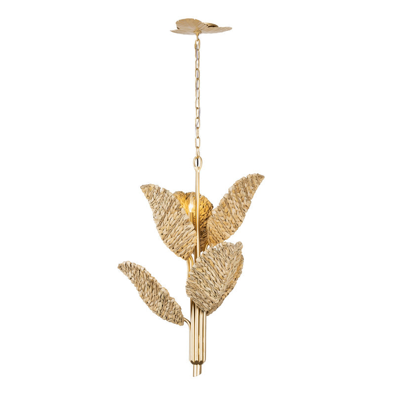 french gold/natural seagrass chandelier