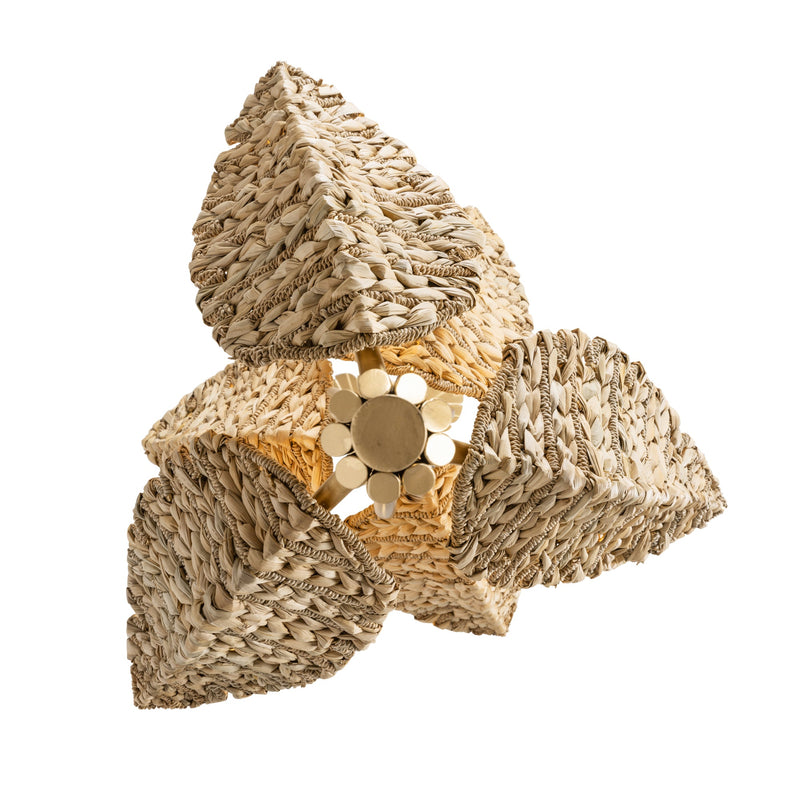 french gold/natural seagrass chandelier