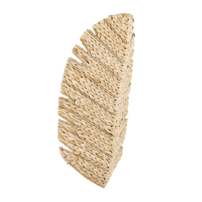french gold/natural seagrass wall mount light