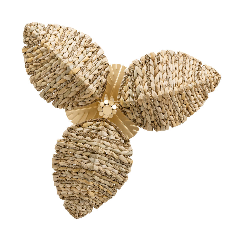 french gold/natural seagrass wall mount light
