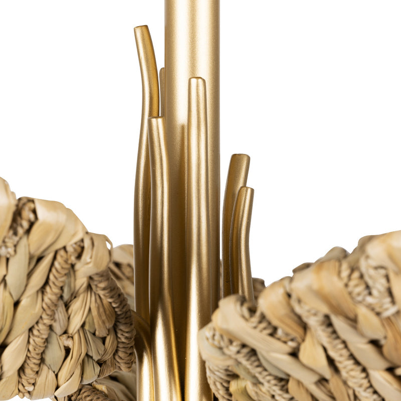 french gold/natural seagrass wall mount light