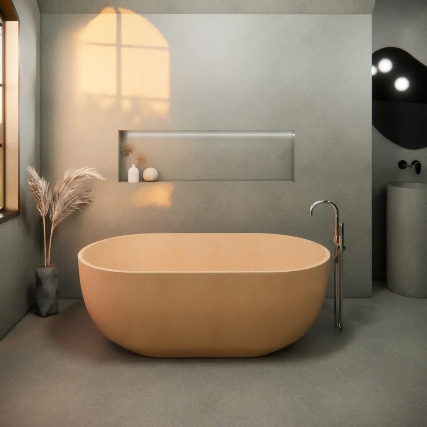 Balux Ola Petite Concrete Freestanding Bathtub by Balux