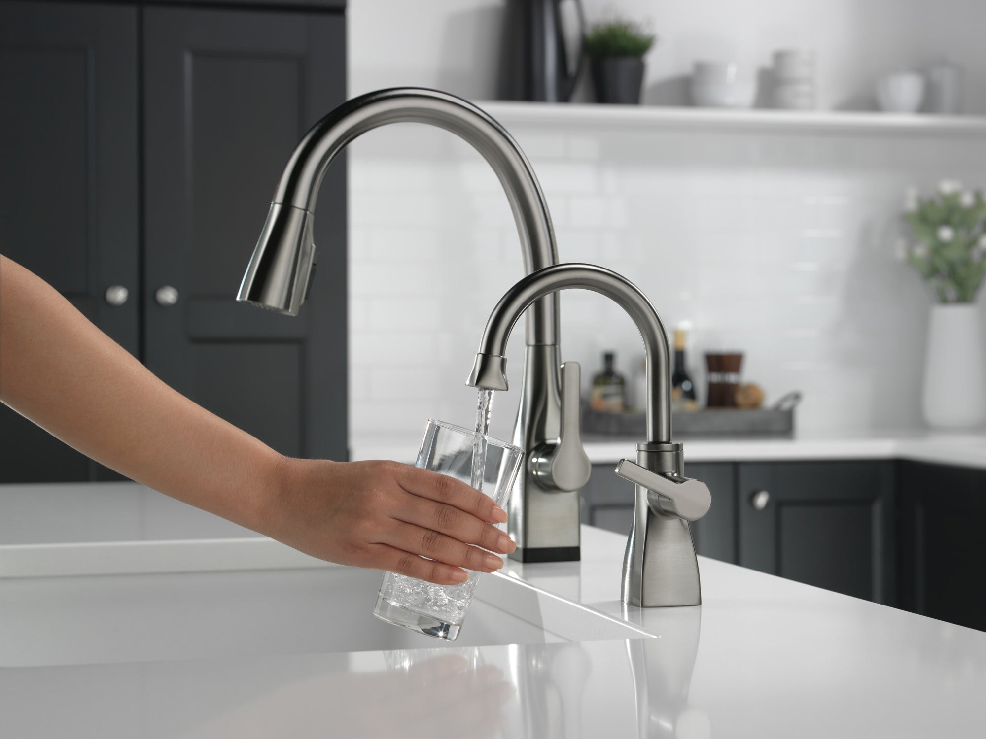 black stainless kitchen faucet