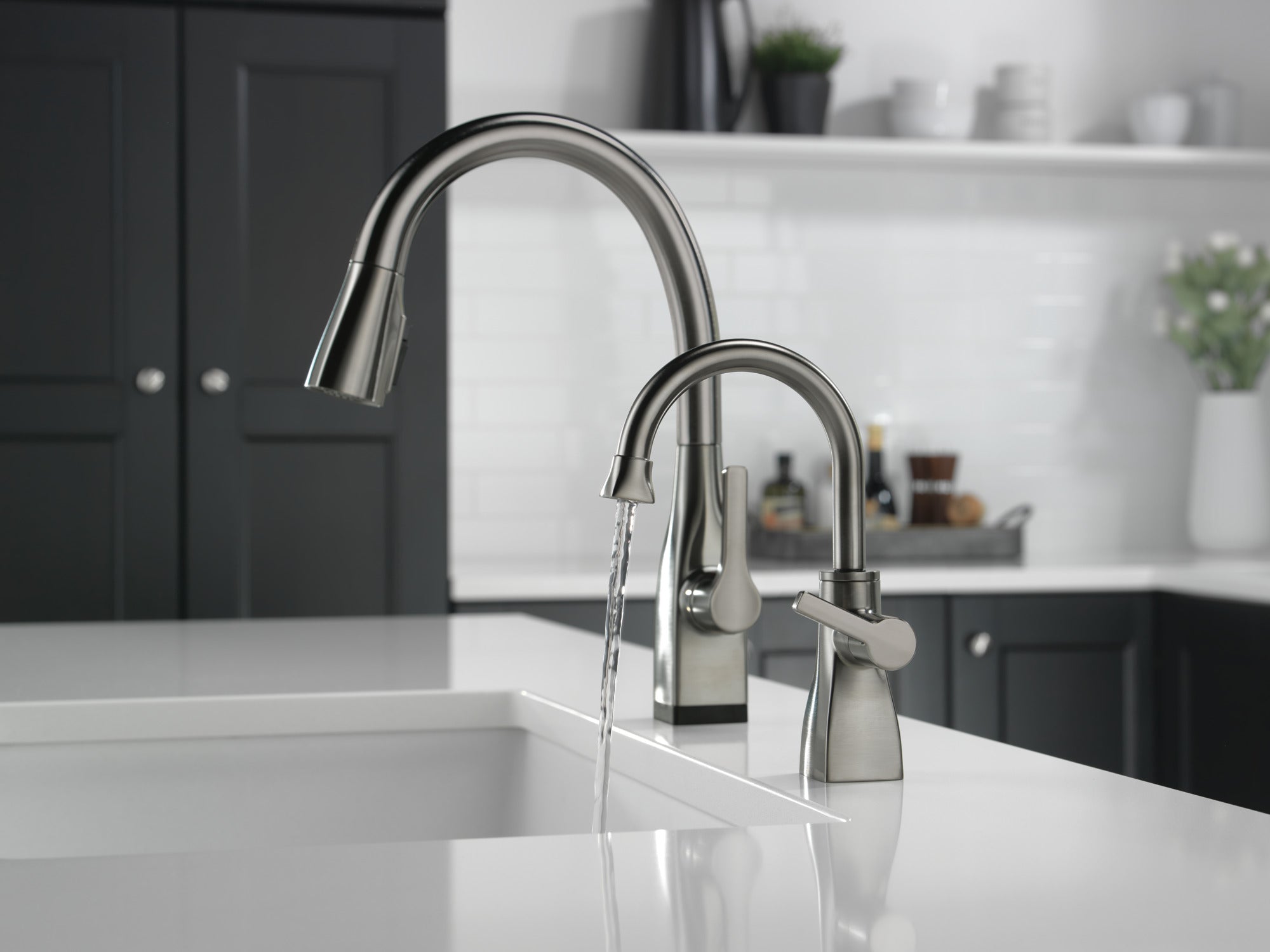 black stainless kitchen faucet