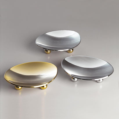 chrome and gold soap holder