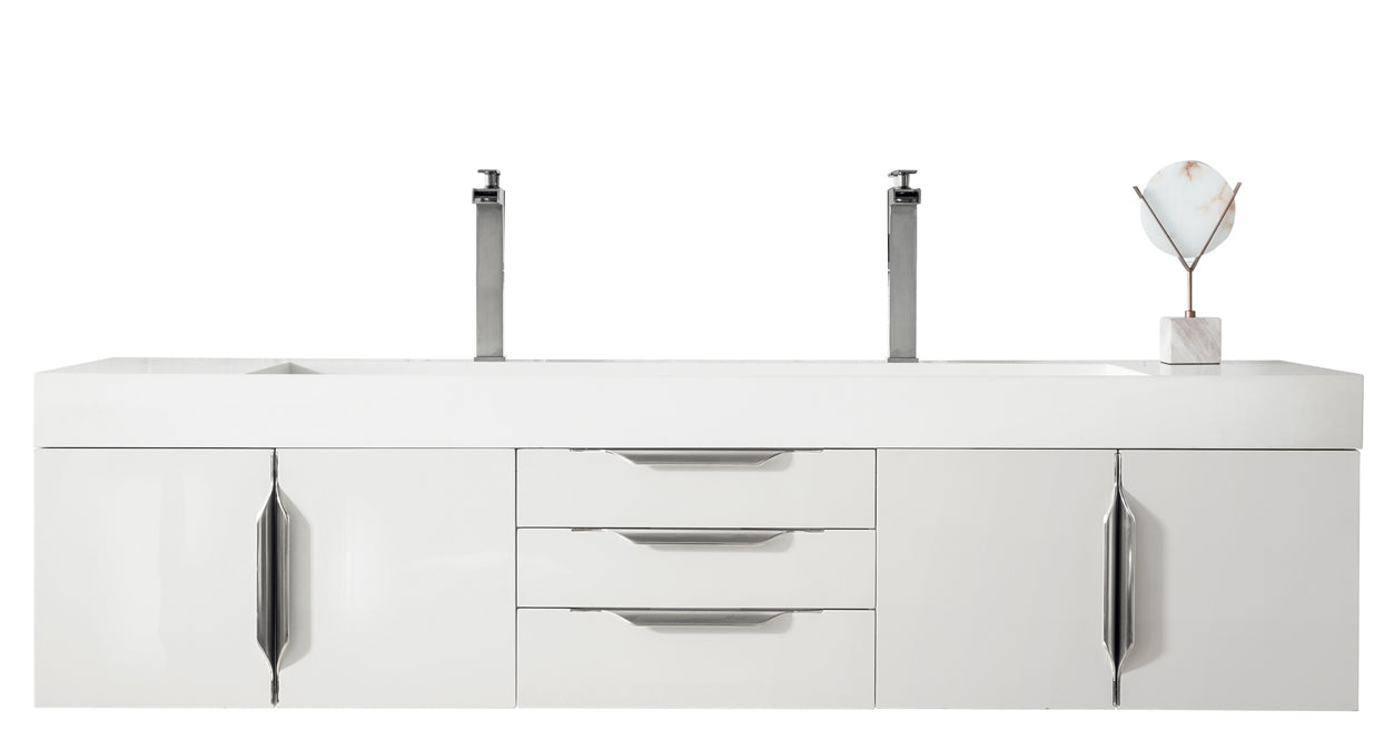 James Martin Vanities Columbia 72" Double Wall Mount Vanity Cabinet With Brushed Nickel Base