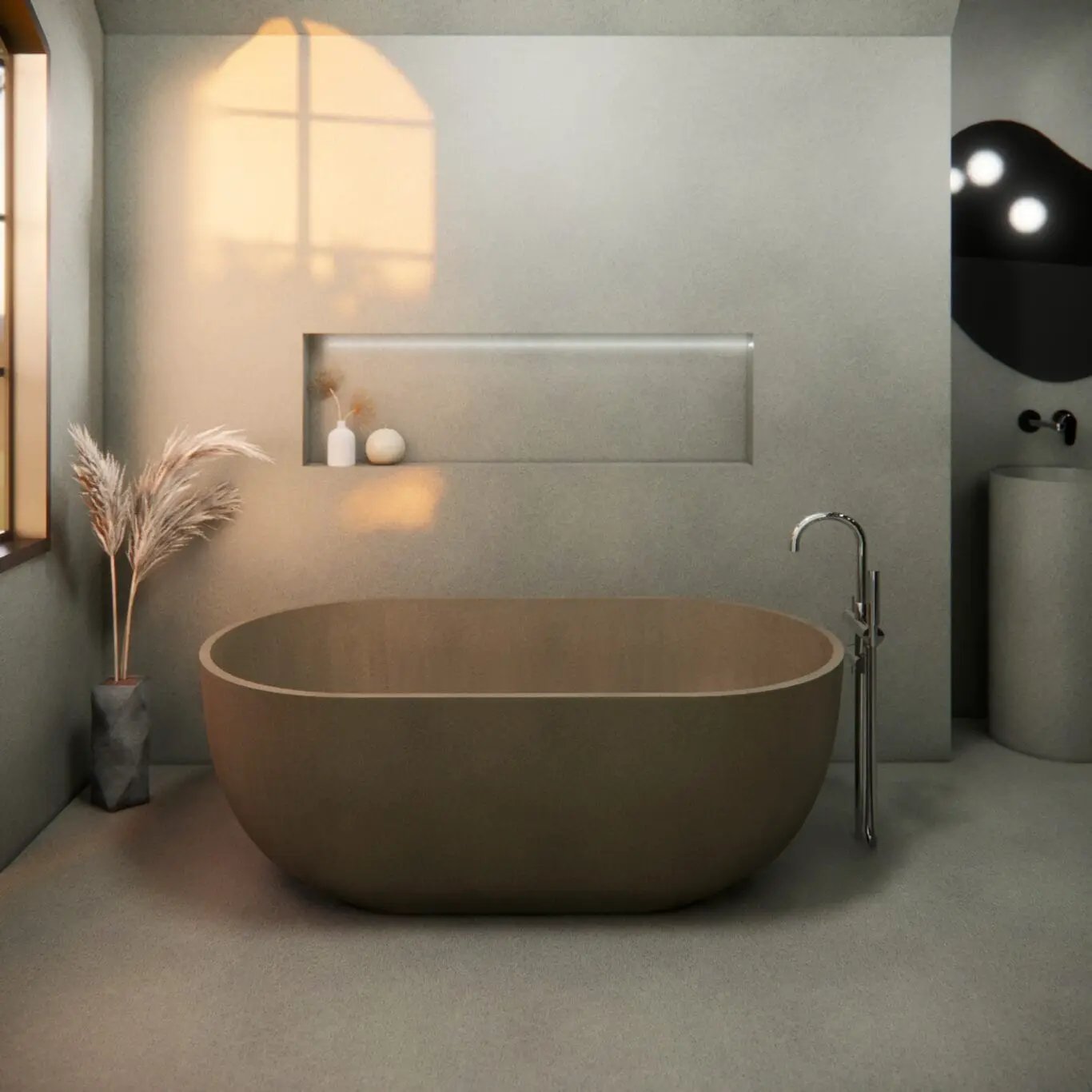 Balux Ola 62 Oval Concrete Freestanding Bathtub by Balux