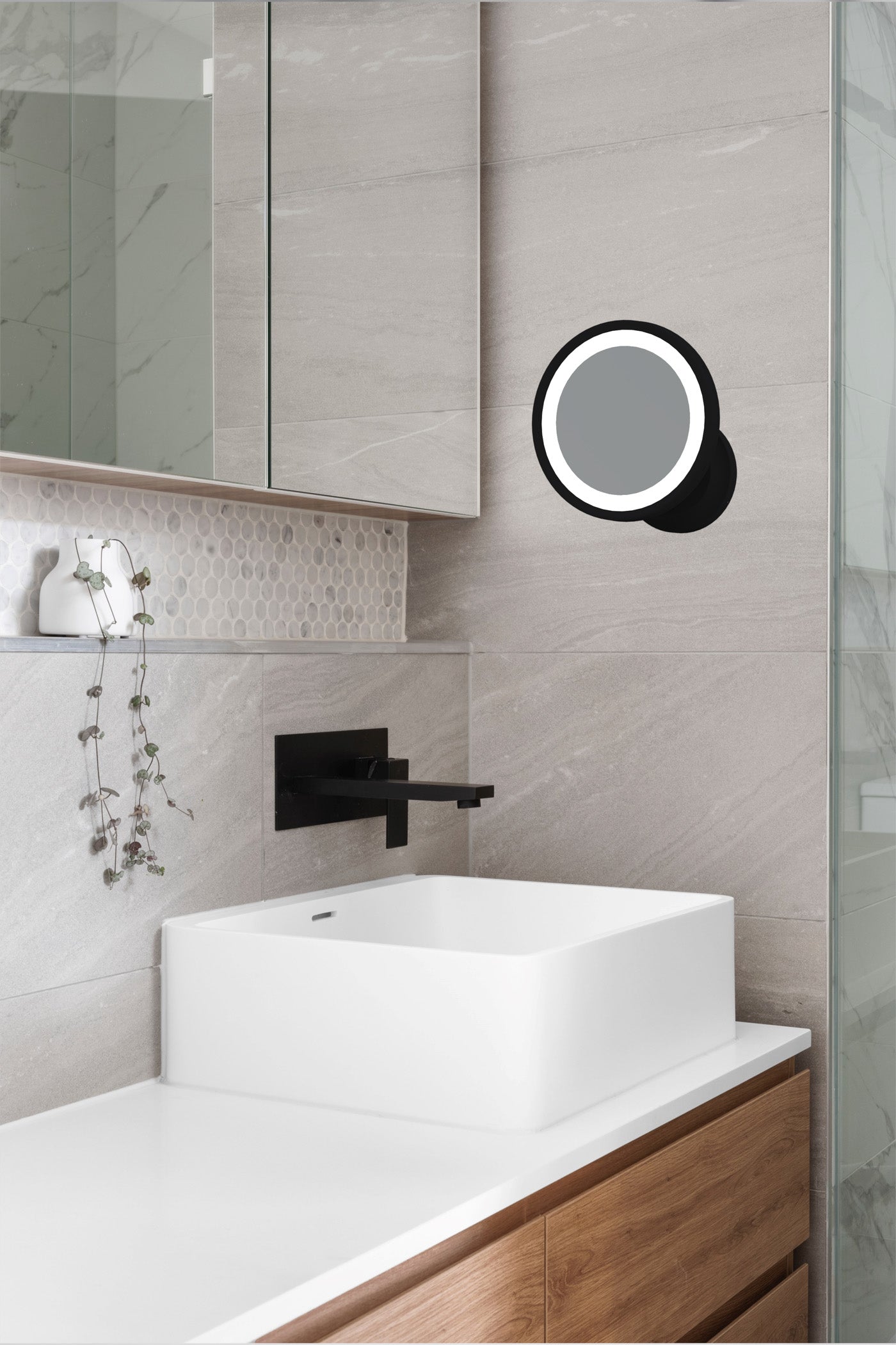 matte black makeup mirror